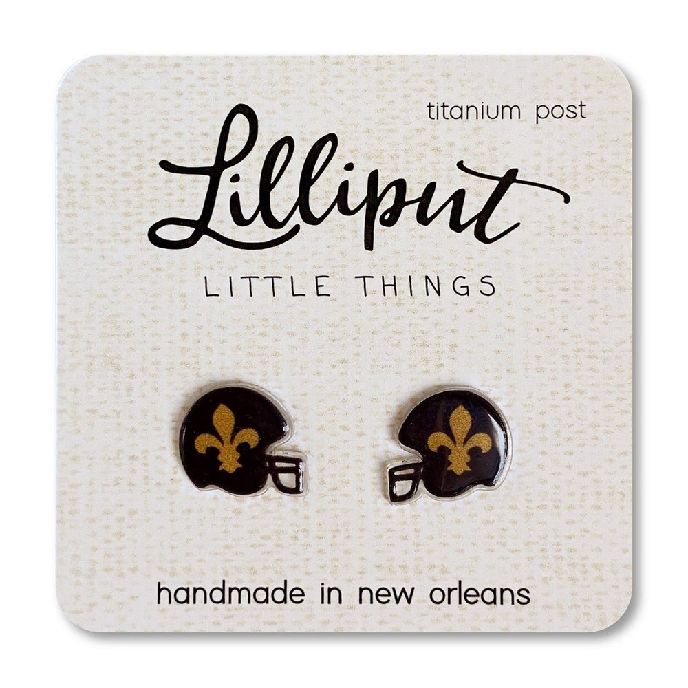 Saints Fleur de Lys Football Helmet Earrings